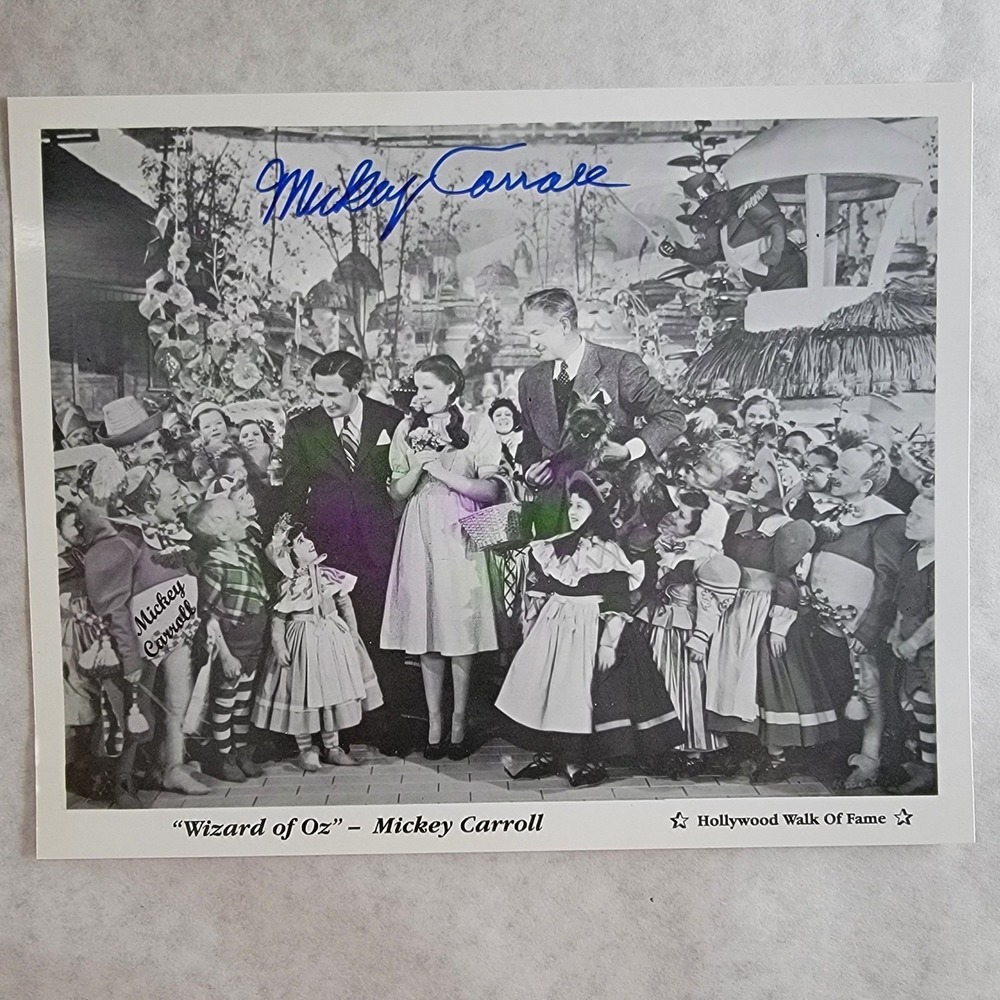 Mickey Carroll Signed Wizard of Oz Photo Autograph Munchkinland Rare - Blue Ink